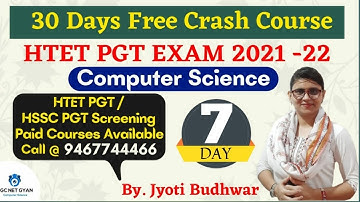 Day 7: HTET PGT Computer Science l Crash course for HTET 2020 l UGC NET GYAN Computer Science