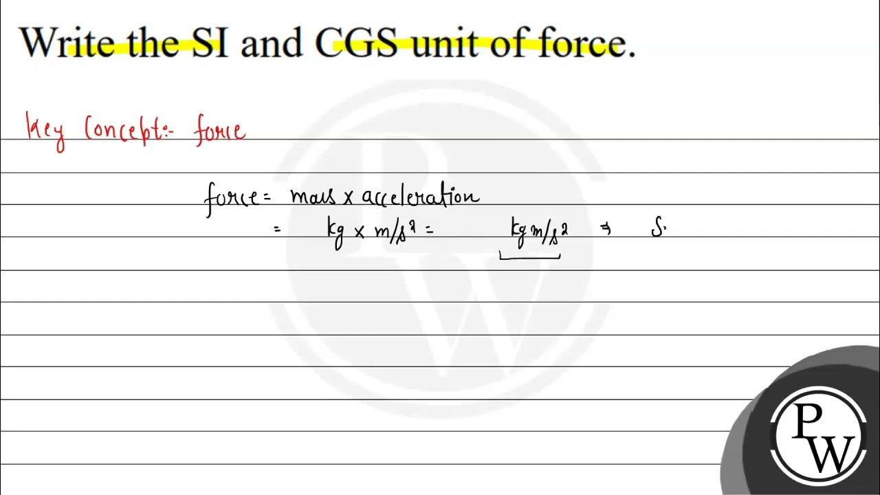 Write the si and cgs unit of force youtube
