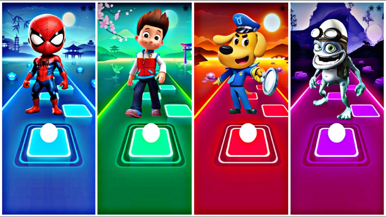 Spidey 🆚 Ryder 🆚 Sheriff Labrador 🆚 Crazy Frog in Tiles Hop EDM Rush🎶