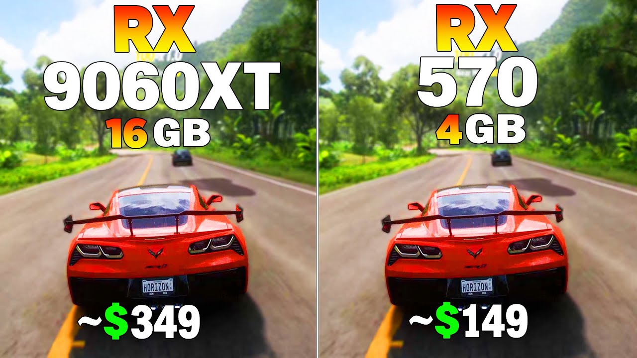 RX 9060 XT vs RX 570 - Test in 8 Games