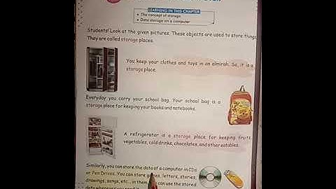CBSE COMPUTER FOR STD 1 LESSON NO 8 - Storage in computer