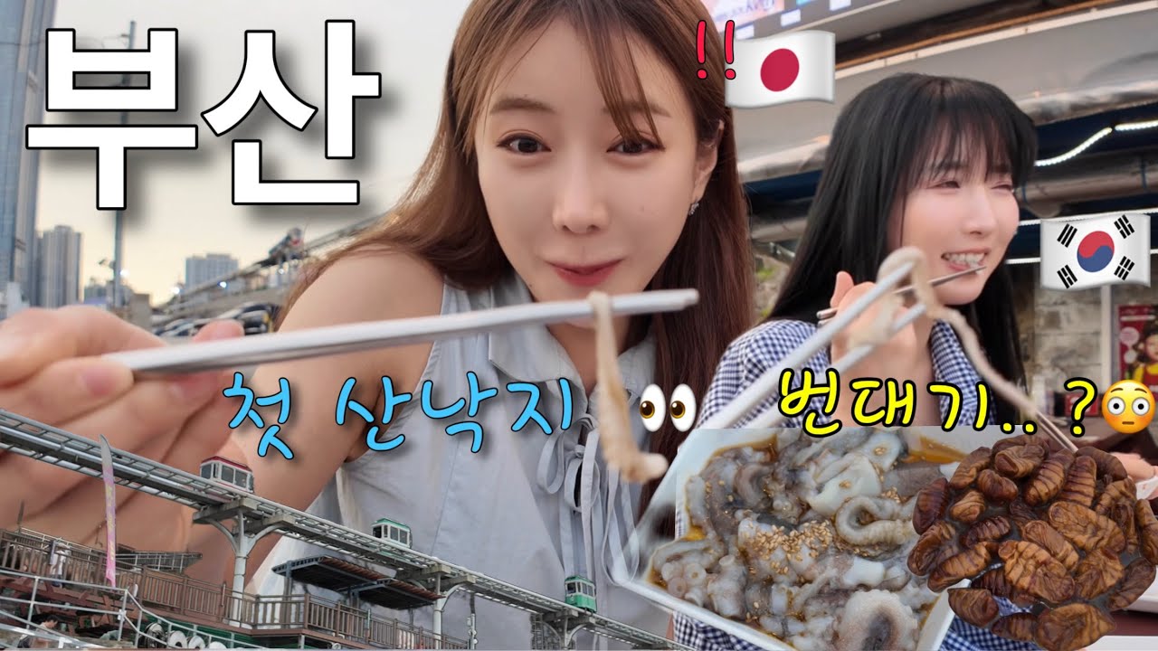 [일본모델 부산 vlog] 난생 처음 먹어본 산낙지, 번데기에  충격?! 🐙😱