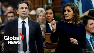 Poilievre trying to “score political points” off the “tragedy of opioids”: Freeland