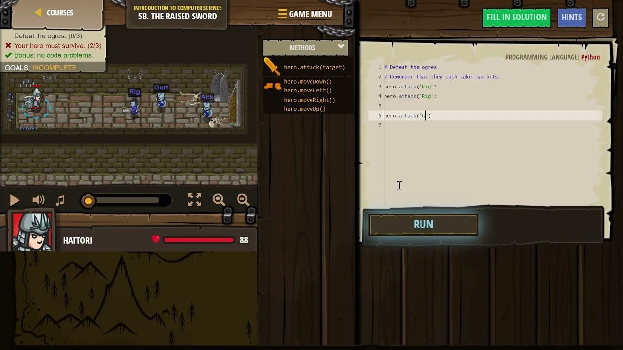 CodeCombat level 5b answer - YouTube