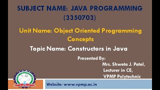 Constructor in Java | JAVA| 3350703 | Shweta Patel