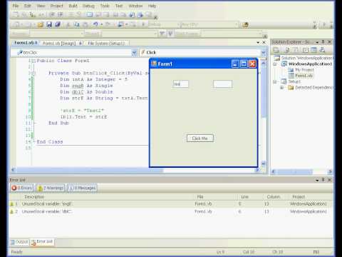 Visual Basic visual studio 2008 Variables