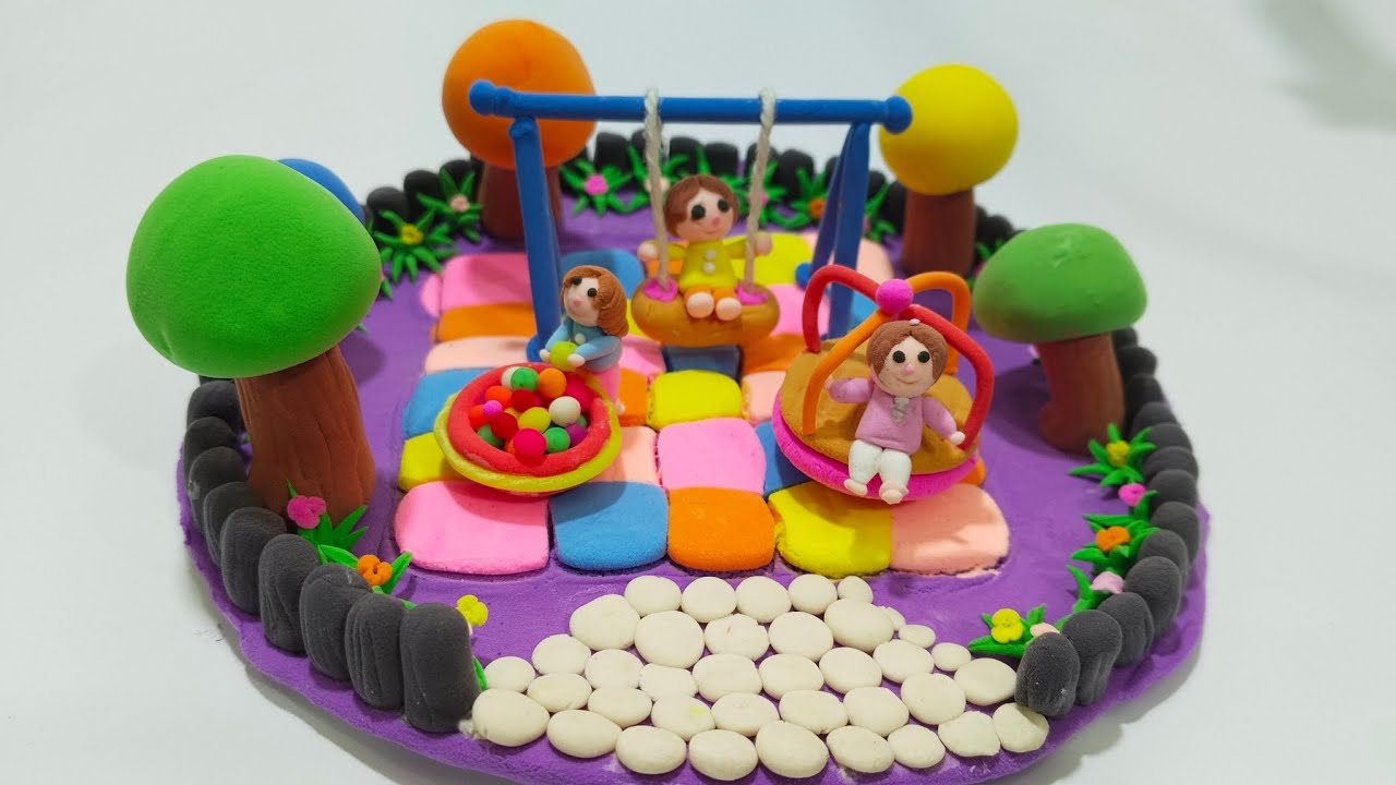🎠 How to Make a Cute Clay Playground Miniature 🧒🎨 | Soft Pastel Clay Art DIY