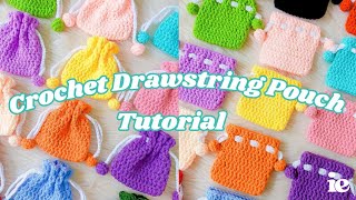 crochet drawstring pouch tutorial 🍭 easy beginner tutorial 🍬 how to crochet a pouch | ie.studio