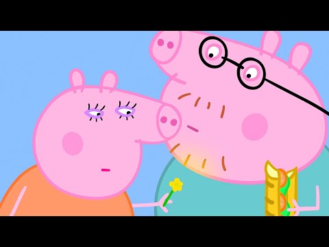 PEPPA AND HER FAMILY PLAY WITH FLOWERS