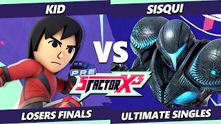 Pre S Factor X3 LOSERS FINALS - KID (Mii Brawler) Vs. Sisqui (Dark Samus) Smash Ultimate - SSBU