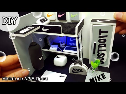 DIY Miniature dollhouse -  NIKE room decor ! JUST DO IT !!