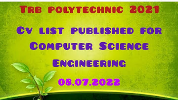 TRB POLYTECHNIC 2021 - CV List Update on 08.07.2022 - Computer Science Engineering Department..