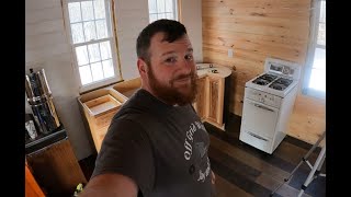 Kitchen Install at the Off Grid Cabin | FINALLY have Cabinets and Cookstove  No more camper cooking