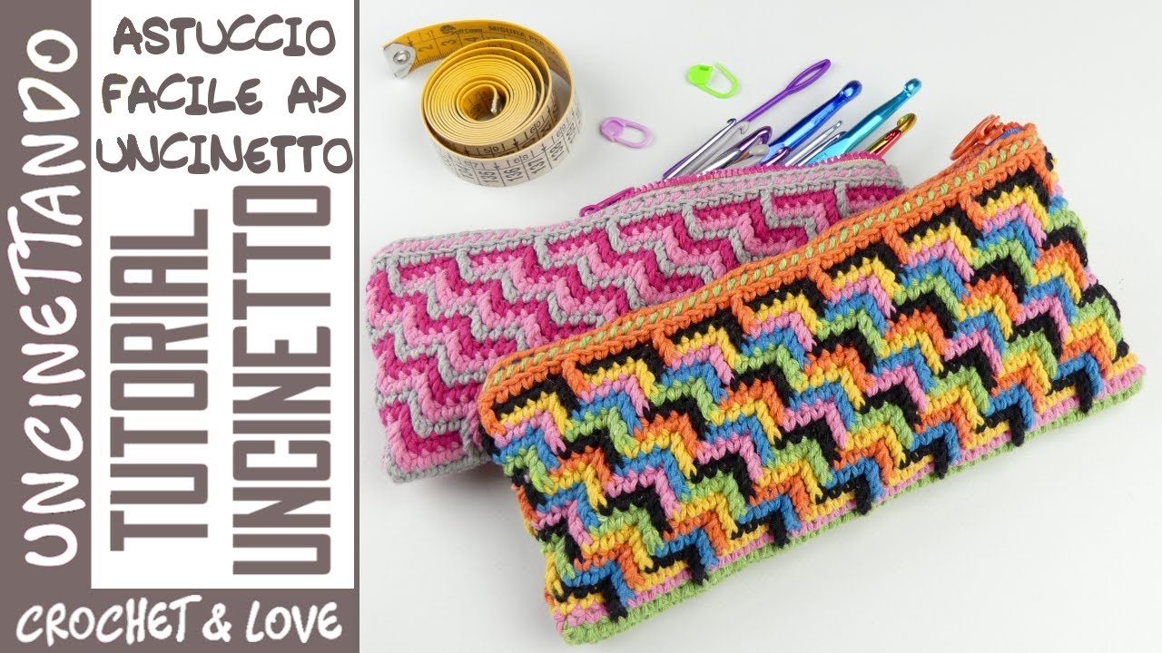 Вязаный крючком пенал на молнии — простой урок для начинающих