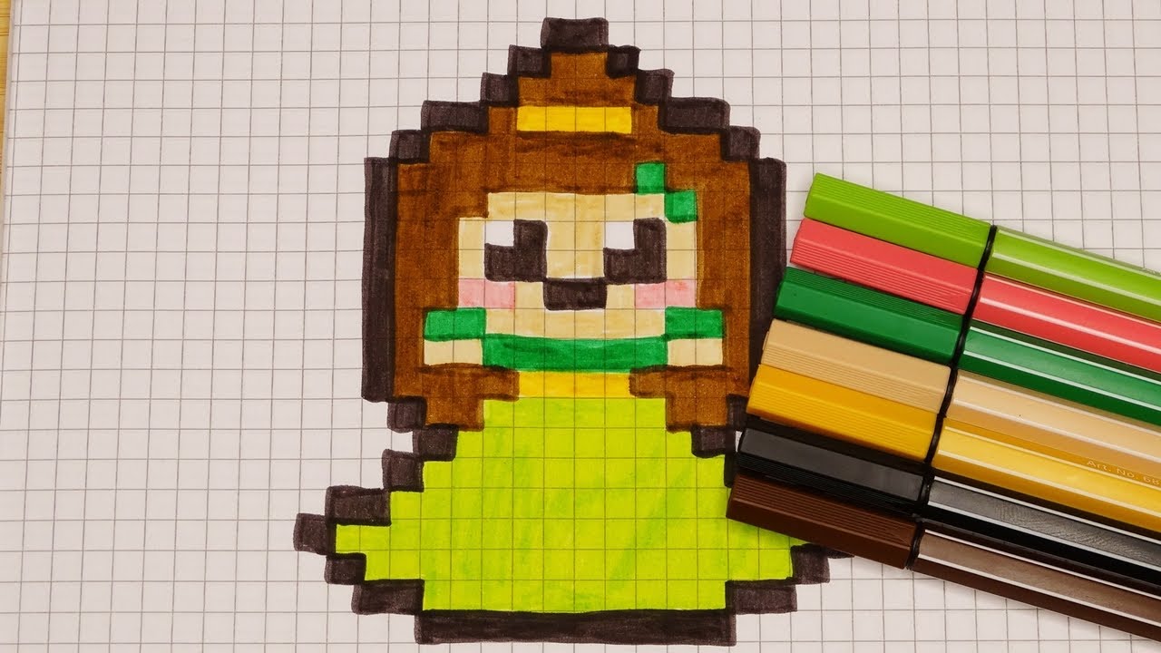DIY Handmade Drawing Pixel Art | How to draw a cute Princess | Girl | Woman | Draw with Me