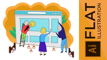 Flat illustration based on sketch in Adobe illustrator | Step by step flat illustration tutorial