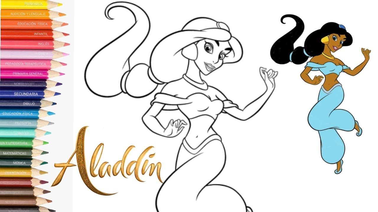 Coloring Princess Jasmine | How to Color Princess Jasmine Disney ...
