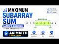 Maximum Subarray Sum in 5 Minutes ⚡ (Kadane’s Algorithm Explained) #animated