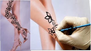 نقش حناء للارجل كامل خفيف وسهل 💎 mehndi tattoo designs for legs