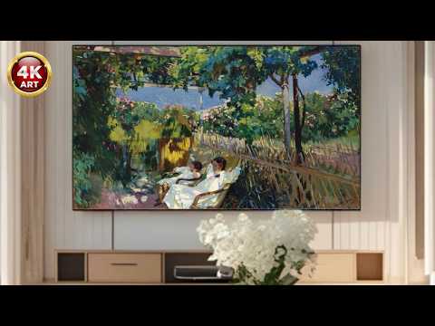 Joaquin Sorolla Y Bastida - The_Siesta_In_The_Garden - 2 Hour Silent Screensaver - Impressionist Art