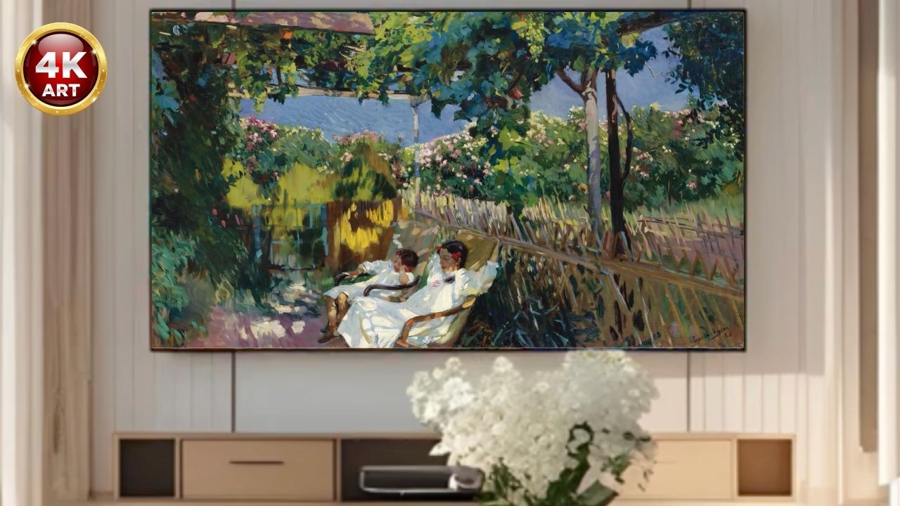 Joaquin Sorolla Y Bastida - The_Siesta_In_The_Garden - 2 Hour Silent Screensaver - Impressionist Art