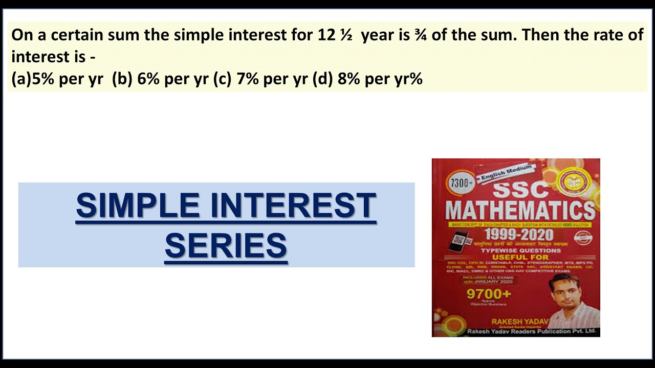 On A Certain Sum The Simple Interest For 12 Year Is Of The Sum Then The Rate Of Interest Is Youtube
