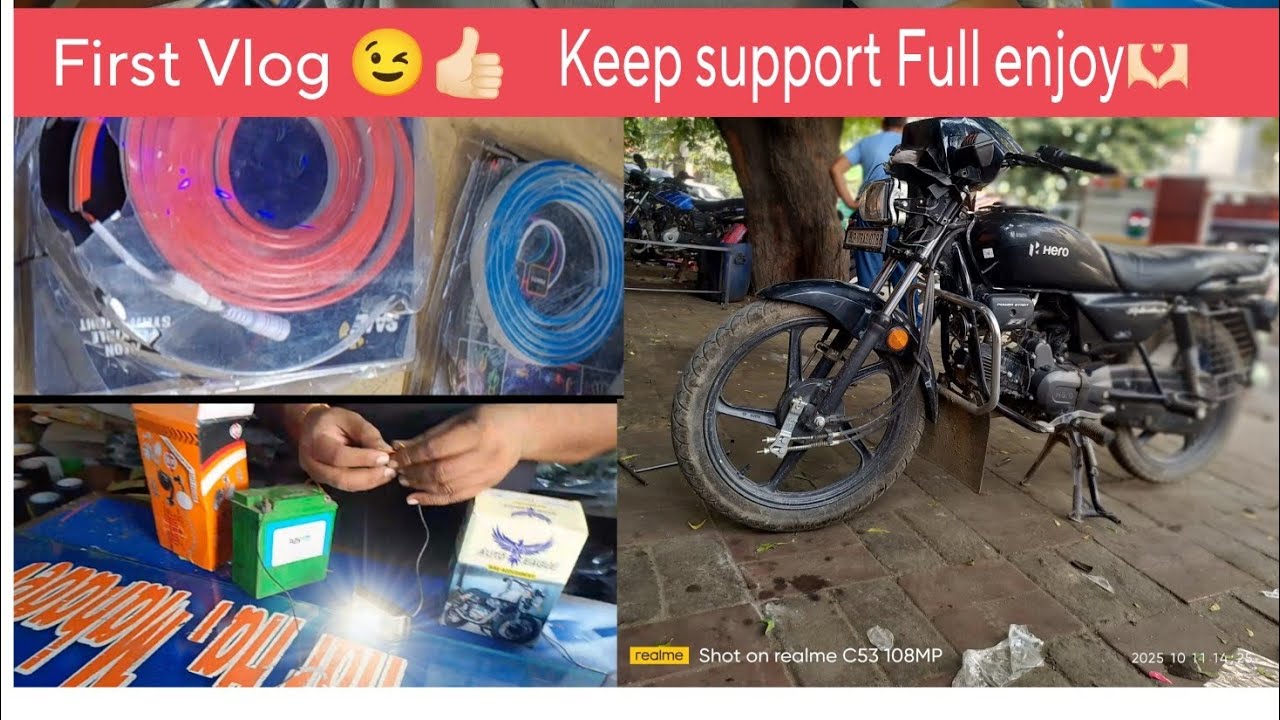 First Vlog 😋 Install LED light on bike watch and enjoy🫶🏻