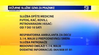 TV KANAL 9, NOVI SAD: RADNO VREME DZNS ZA PRAZNIKE