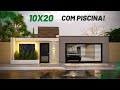 PROJETO 3D DE CASA | LOTE 10X20 | PLANTA COM PISCINA