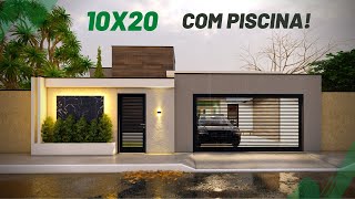 PROJETO 3D DE CASA | LOTE 10X20 | PLANTA COM PISCINA | Cód. 101 screenshot 3