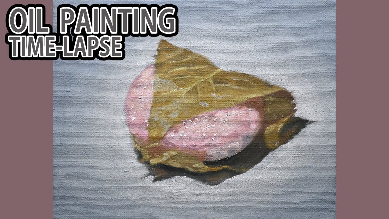 油絵タイムラプス] 1時間で描くリアルな桜餅のメイキング | Oil