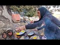 Shansa ashairi cleaning and making breakfast in nature