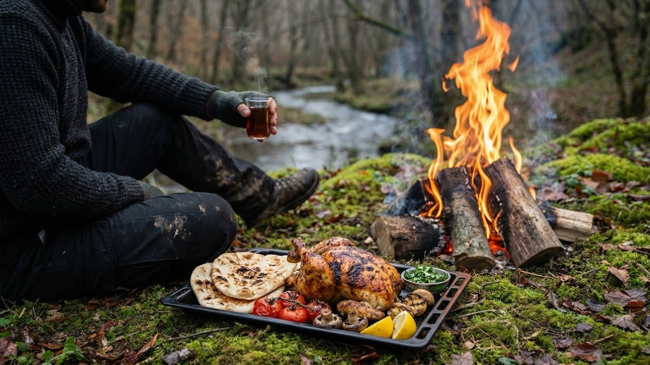 Mystery Forest Cooking | Stuffed Chicken on Open Fire