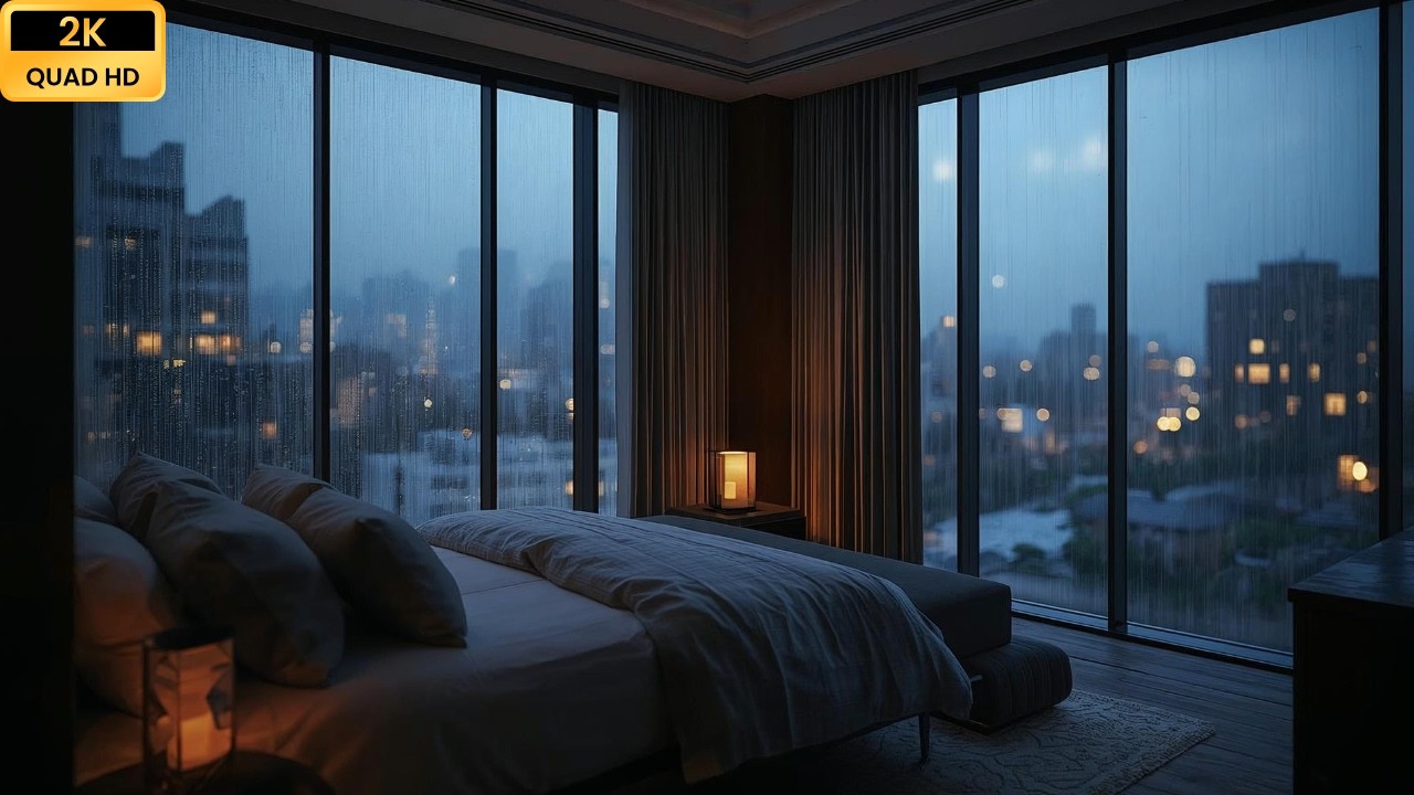 You’re Alone in a Rainy City Apartment at Night 🌧️ | Window Rain & Soft Lamp Ambience