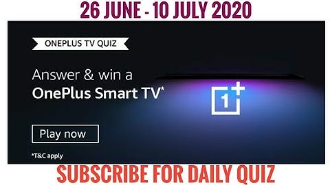 Amazon Oneplus Tv Quiz Answers Today | Win Oneplus Smart TV | 26 June 2020