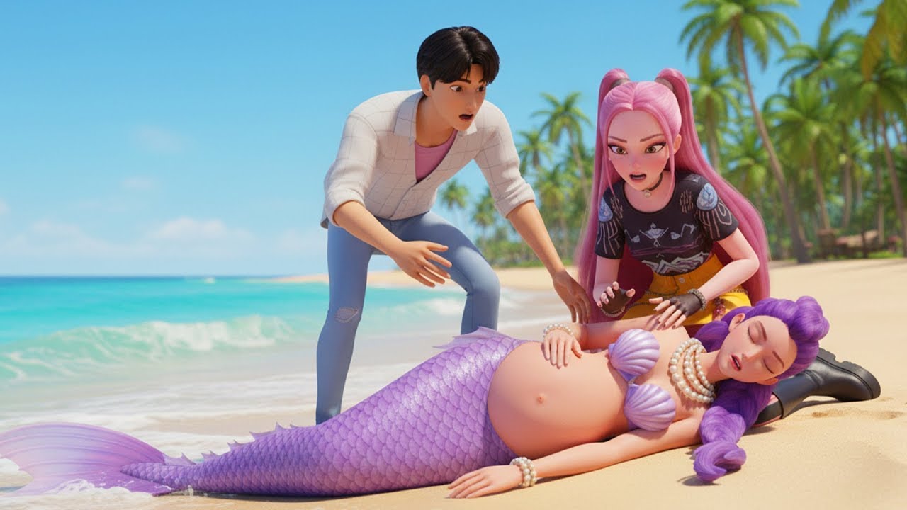 Rescue The Pregnant Mermaid Rumi Stranded on The Beach ｜ KPOP Demon Hunters