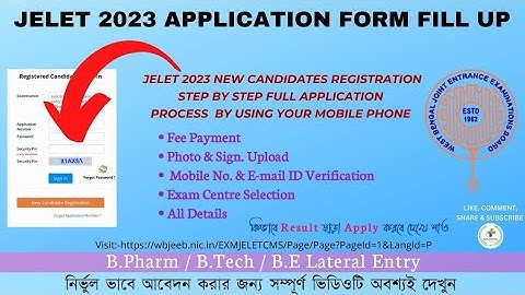 JELET 2023 ONLINE APPLICATION FORM FILL UP|STEP BY STEP FULL PROCESS|JELET 2023 REGISTRATION|FEES|