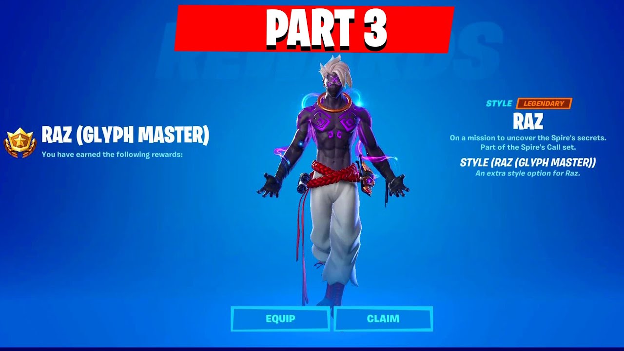 All Raz Challenges in fortnite Chapter 2 Season 6 (Defeat Glyph Master Raz)