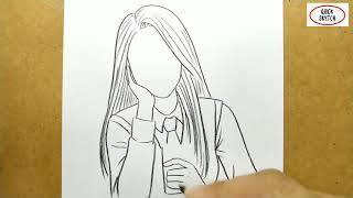 VERY EASY, how to draw manga cute girl face / quick sketch cute girl
