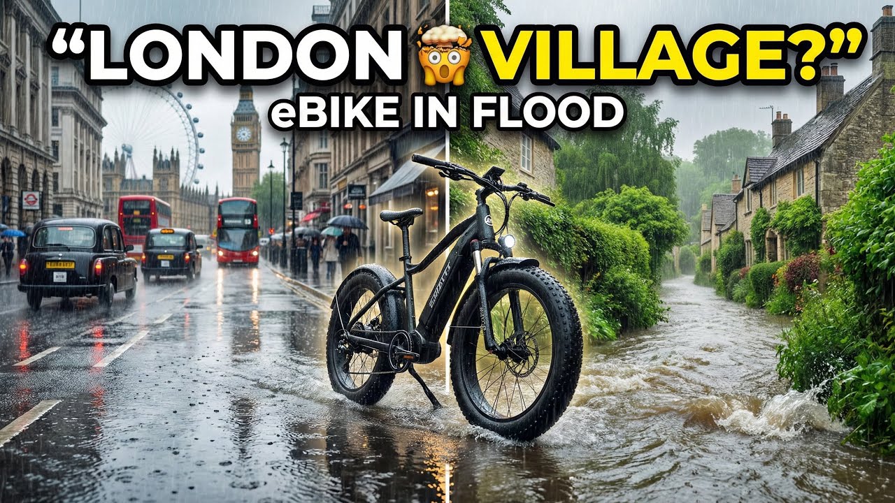 Electric Bike Ride Through Rainy London Streets | 3 Feet Roads + Grand Park + Village Roads