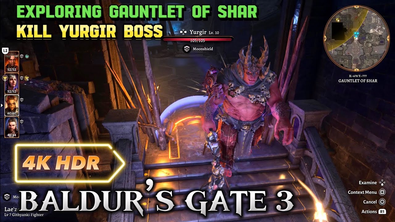 BALDUR’S GATE 3 4K HDR Exploring GAUNTLET OF SHAR KILL YURGIR BOSS ...