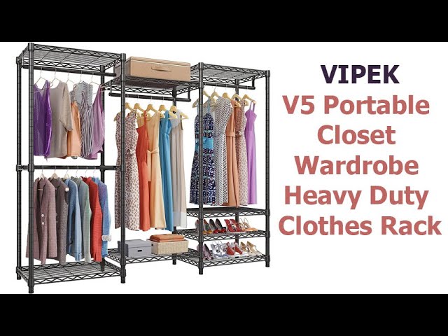 VIPEK V50i Medium Size Portable Closet Rack Freestanding Closet Wardrobe  Heavy Duty Clothes Rack, Black