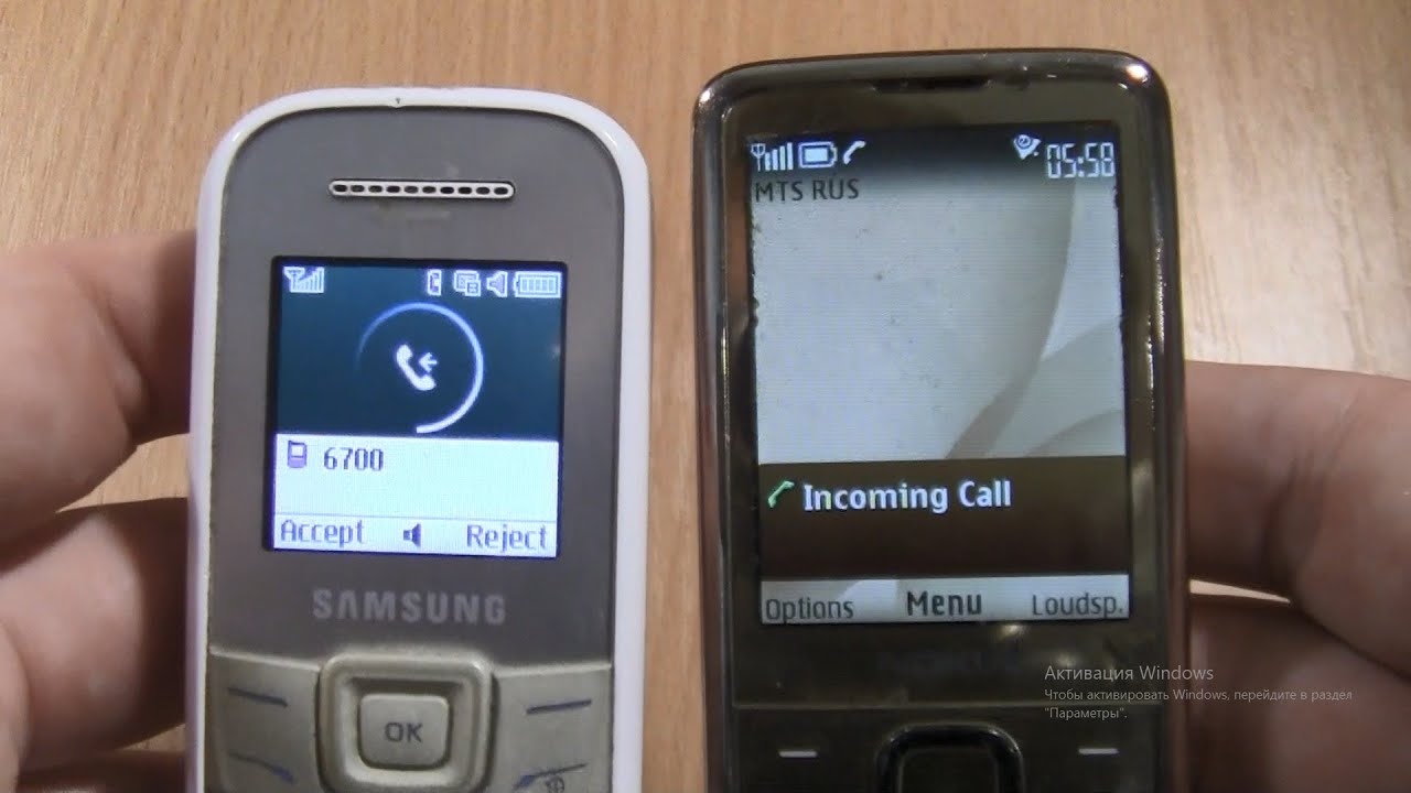 Incoming call & Outgoing call at the Same time Samsung 1200m+Nokia 6700 Gold