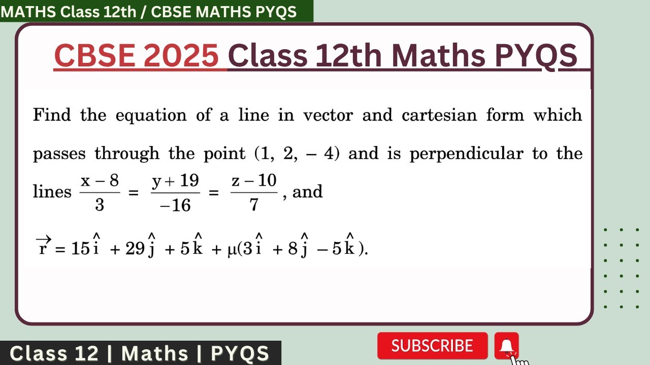 Find the equation of a line in vector and cartesian form which passes ...