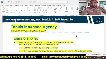 New Perspectives Excel  Module 1 SAM Project 1a | Tabula Insurance Agency