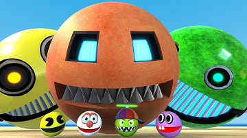 Robot Pacman vs Cartoon Cat vs Ms-Pacman vs Scary Pacman is a Rehearsal to go to Lava Monster Pacman