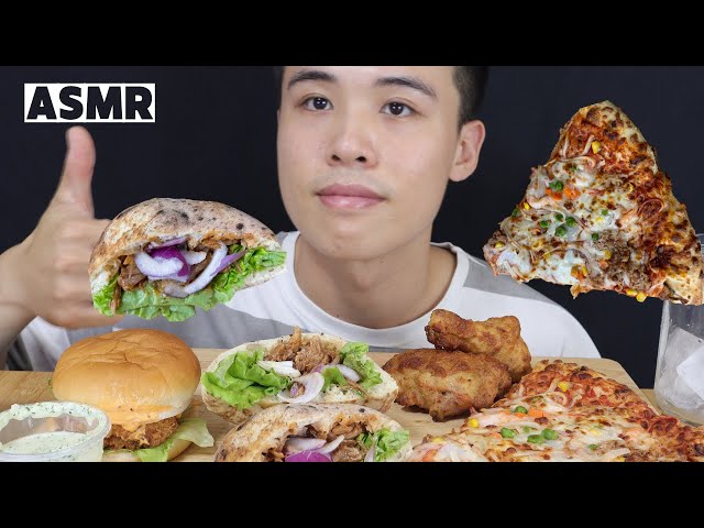 MUKBANG ASMR 吃播 | COSTCO好事多5款美食海鮮大披薩加豬肉口袋餅 | 吃貨小菜ASMR