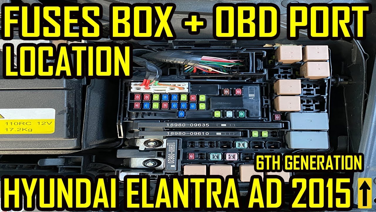 Hyundai Elantra AD Fuse Box and OBD2 Port Location and Diagrams - YouTube