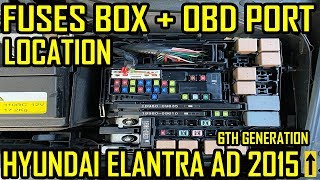 Hyundai Elantra AD Fuse Box and OBD2 Port Location and Diagrams