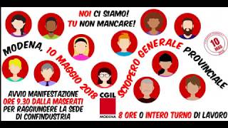 10 maggio 2018, Cgil Modena proclama lo sciopero generale